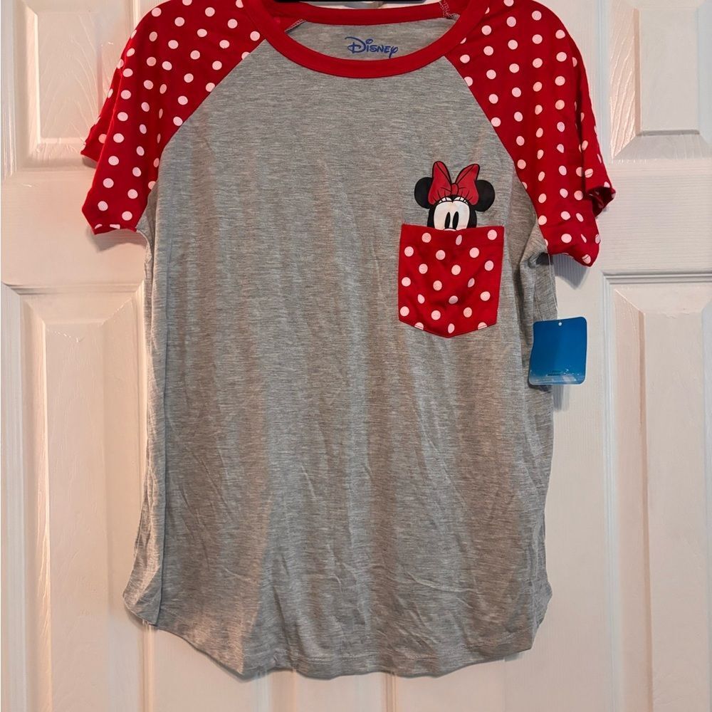 Disney Red and Gray Raglan Short Sleeve Tee